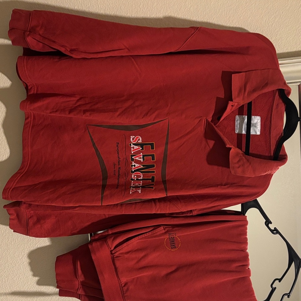 Savage X Fenty Red Sweatshirt and Joggers